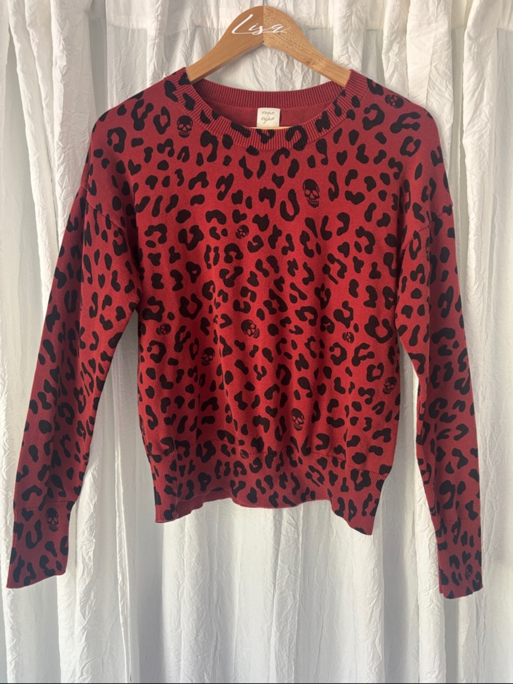 Red Leopard Print Women's Sweater